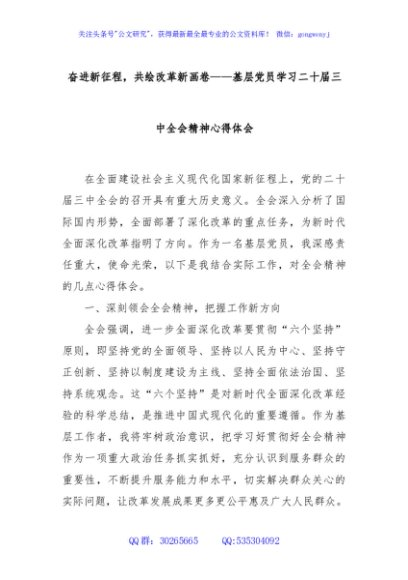 奋进新征程，共绘改革新画卷——基层党员学习二十届三中全会精神心得体会