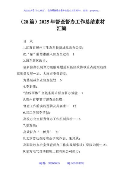 （28篇）2025年督查督办工作总结素材汇编