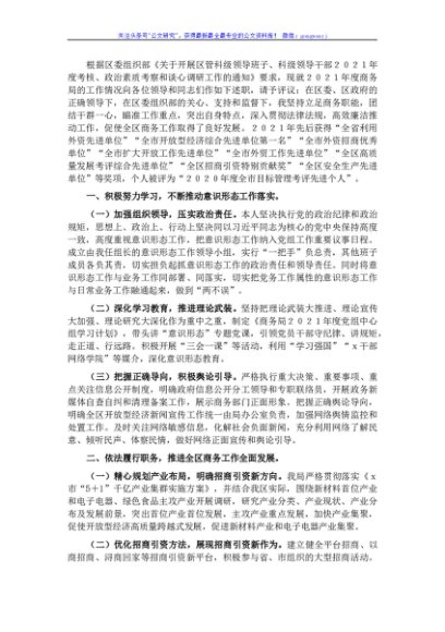 商务局党组书记、局长述职报告