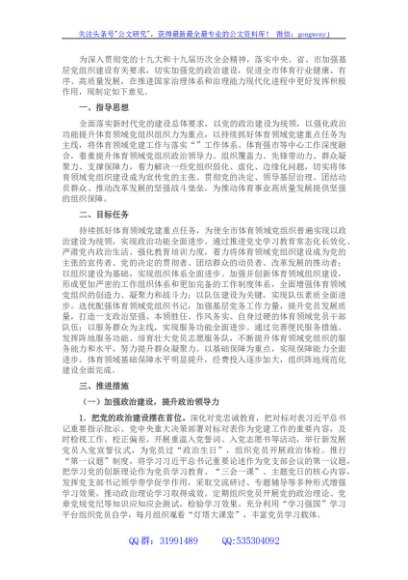 加强体育领域党的建设工作意见