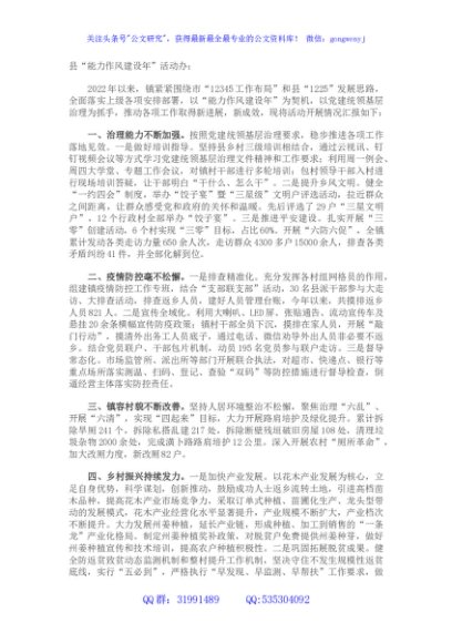 镇“能力作风建设年”活动开展情况