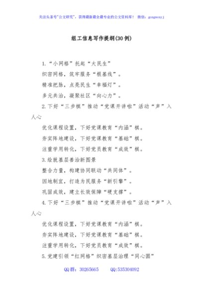 (30例)组工信息写作提纲