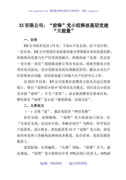 XX有限公司：“前锋”党小组释放基层党建“大能量”