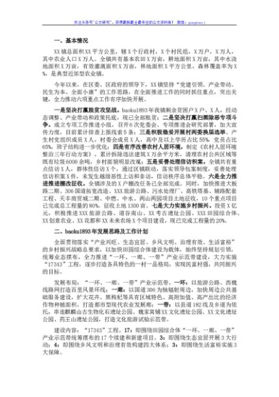 XX镇实施乡村振兴战略工作情况汇报
