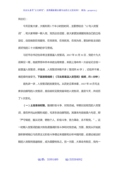 党课讲稿：重温誓词 踔厉奋发