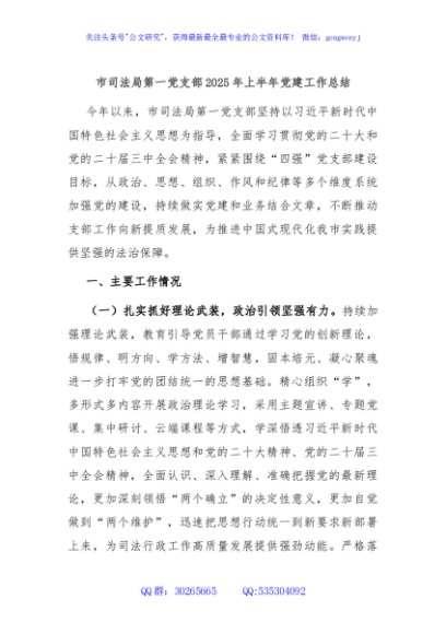 市司法局第一党支部2025年上半年党建工作总结