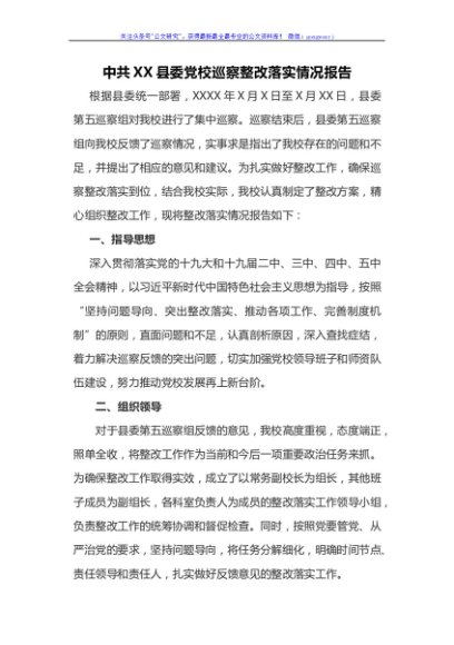 巡察整改落实情况报告