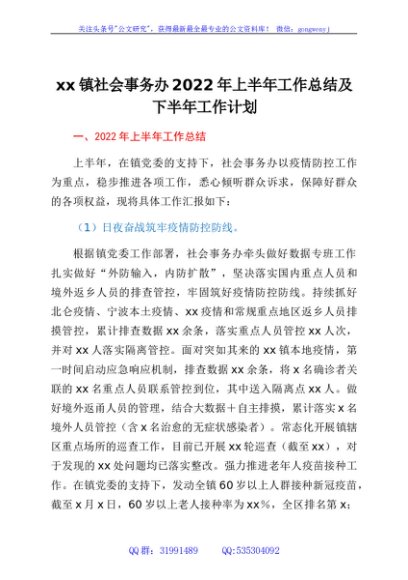 xx镇社会事务办2022年上半年工作总结及下半年工作计划