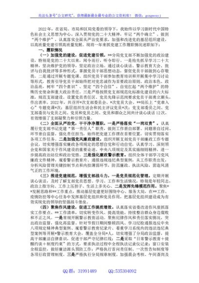 党支部书记2022年度组织生活会述职评议报告
