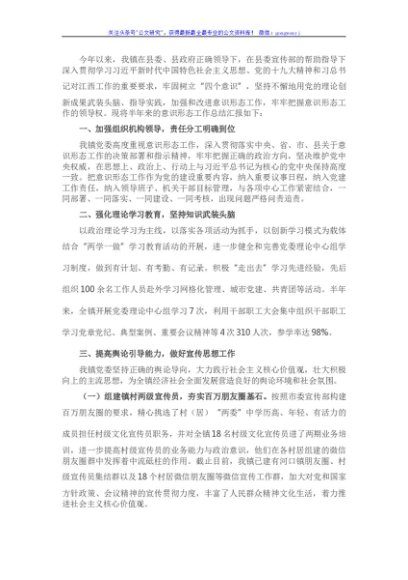 X镇上半年意识形态工作总结