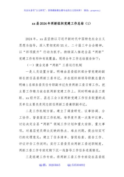 xx县2024年两新组织党建工作总结（1）