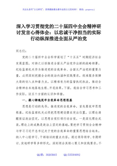 深入学习贯彻党的二十届四中全会精神研讨发言心得体会：以忠诚干净担当的实际行动纵深推进全面从严治党