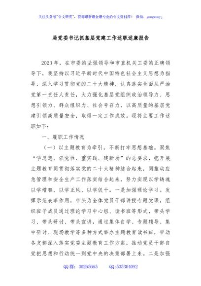局党委书记抓基层党建工作述职述廉报告