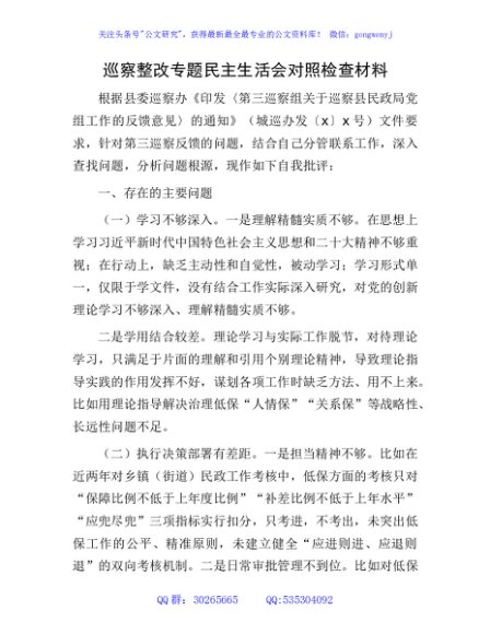 副局长巡察整改专题民主生活会个人对照检查3200字