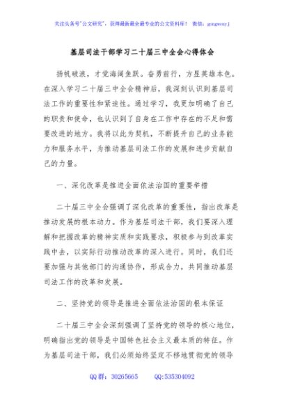基层司法干部学习二十届三中全会心得体会