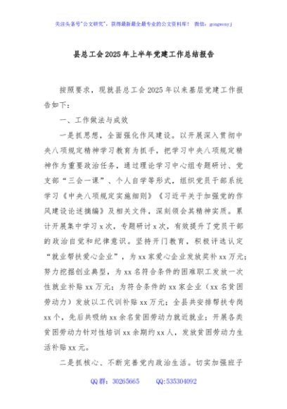 县总工会2025年上半年党建工作总结报告