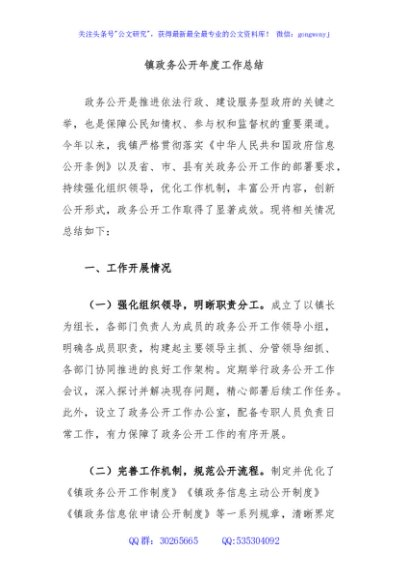 镇政务公开年度工作总结