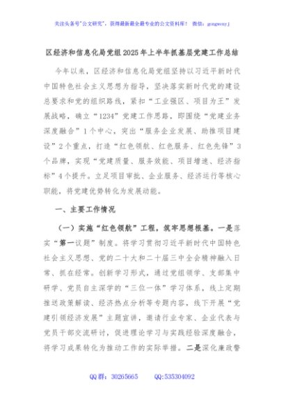 区经济和信息化局党组2025年上半年抓基层党建工作总结