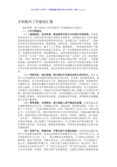 乡村振兴工作情况汇报