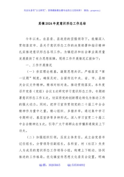 某镇2024年度意识形态工作总结