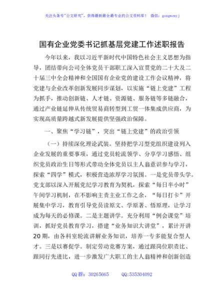 国企公司2024年书记抓党建述职报告3800字