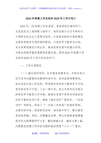 2024年党建工作总结和2025年工作计划3