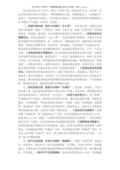 X村党支部实施乡村振兴战略交流发言：强化组织保障 助力乡村振兴
