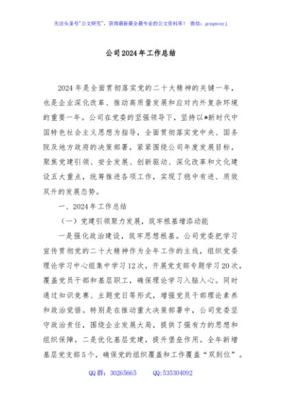 公司2024年工作总结