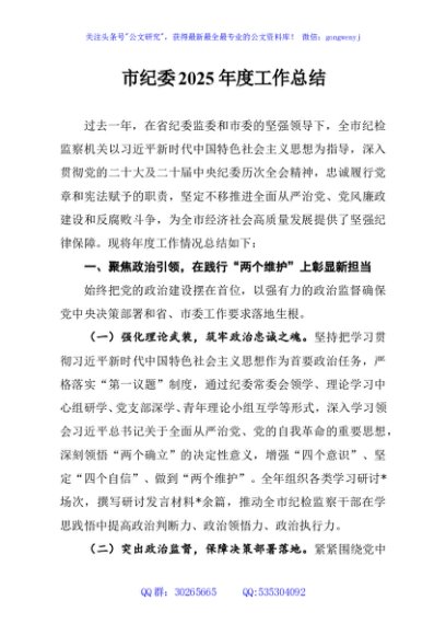市纪委2025年度工作总结
