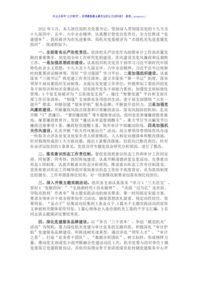 市审计局2021年党建工作述职报告