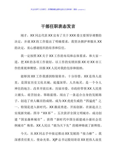新任市委书记任职表态发言材料