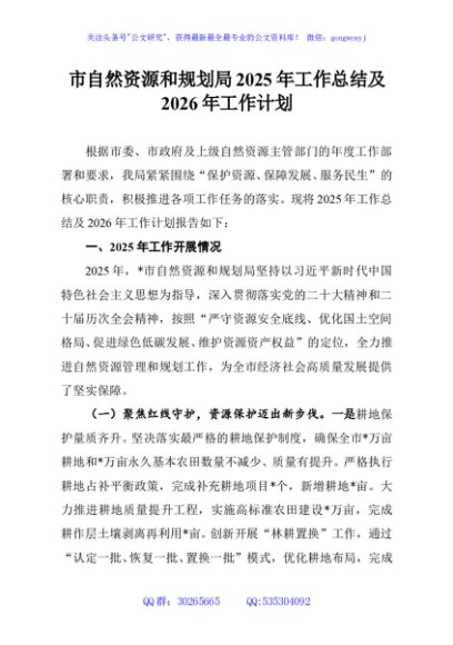 市自然资源和规划局2025年工作总结及2026年工作计划