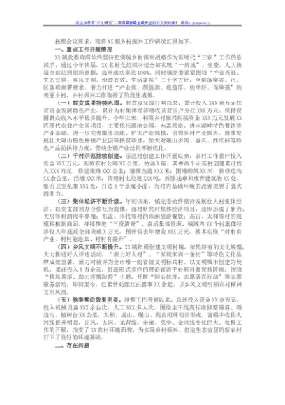 镇乡村振兴工作情况汇报 (2)