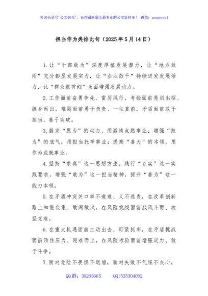 担当作为类排比句（2025年5月14日）
