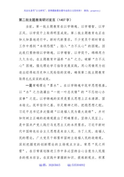 第二批主题教育研讨发言