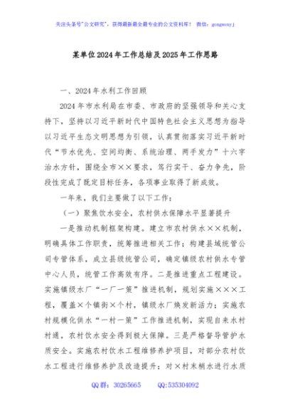 某单位2024年工作总结及2025年工作思路