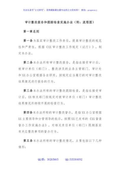 审计整改报告和跟踪检查实施办法（附：流程图）