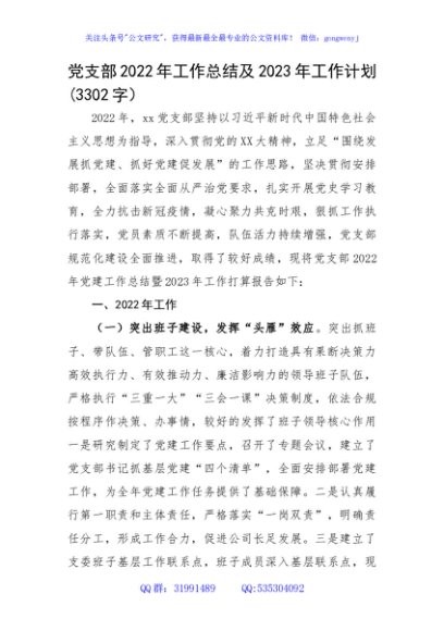 党支部2022年工作总结及2023年工作计划