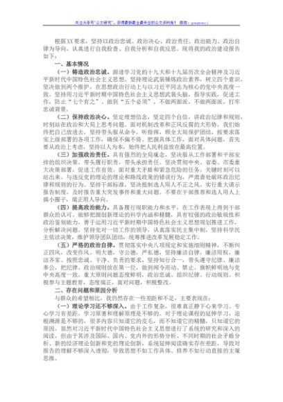 个人政治建设情况报告