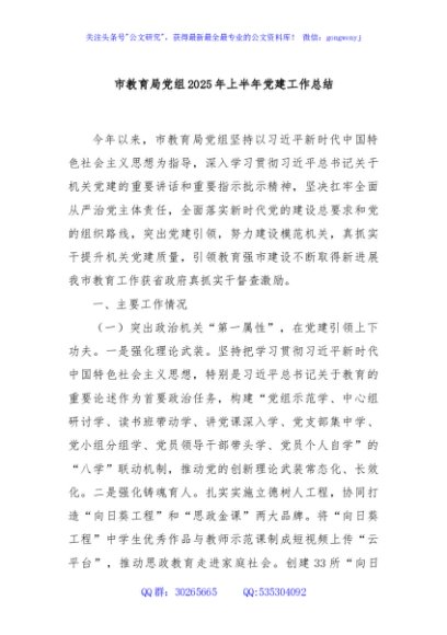 市教育局党组2025年上半年党建工作总结