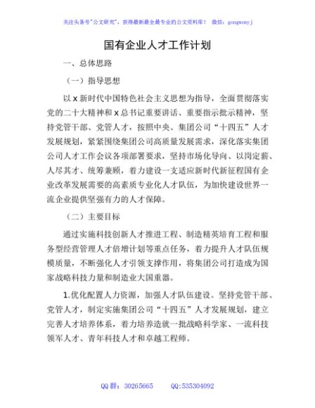 国企公司人才工作计划3700字