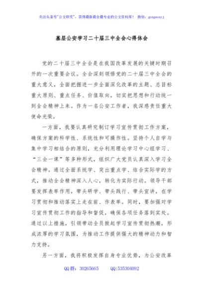 基层公安学习二十届三中全会心得体会