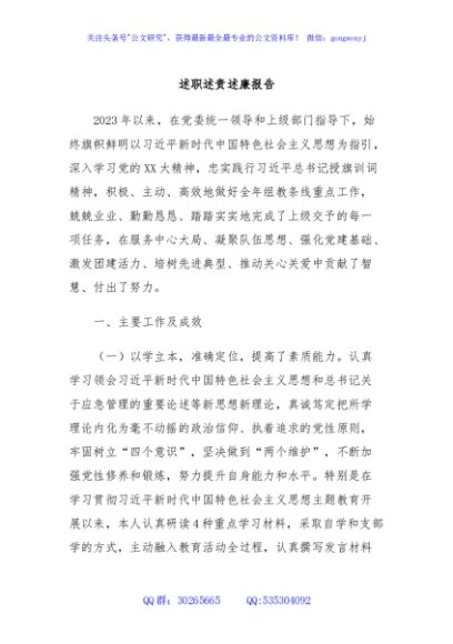 述职述责述廉报告