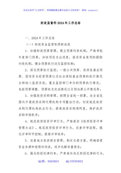 财政监督科2024年工作总结