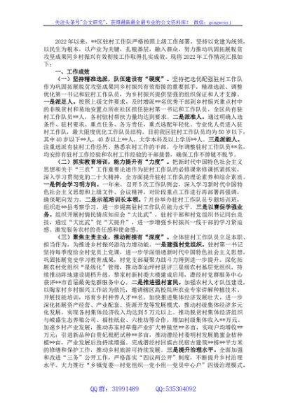 驻村工作队2022年度工作述职报告