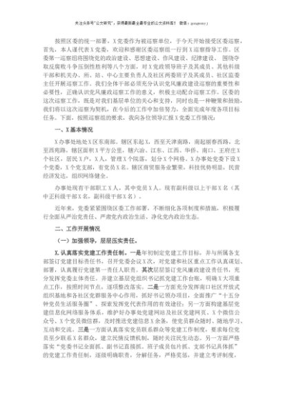 党委巡察工作汇报