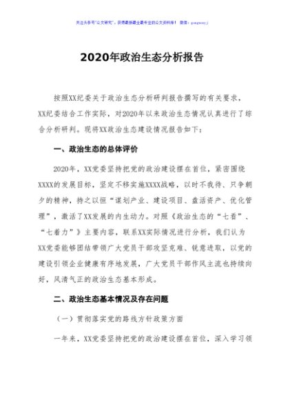 2020年政治生态分析报告