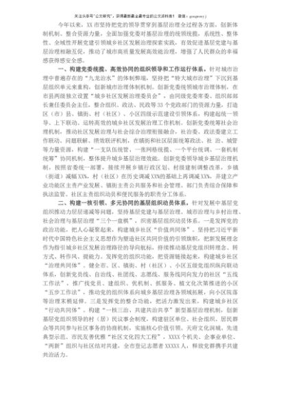 市市域社会治理现代化工作进展情况汇报