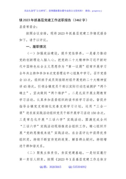 镇2023年抓基层党建工作述职报告
