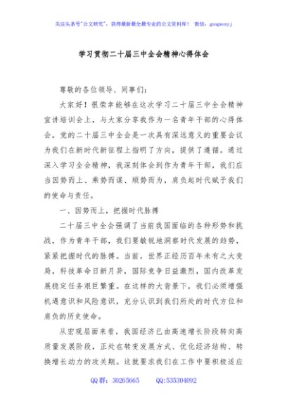 学习贯彻二十届三中全会精神心得体会